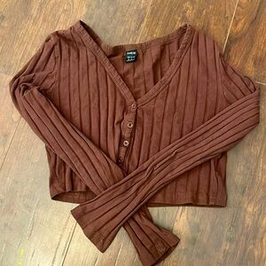long sleeve button front cropped casual cardigan